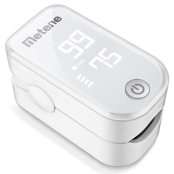 Pulse Oximeter Fingertip, Blood Oxygen Saturation Monitor, Heart Rate and Fast Spo2 Reading Oxygen Meter,Large LED Display -Metene Portable Oximeter with Lanyard and Batteries